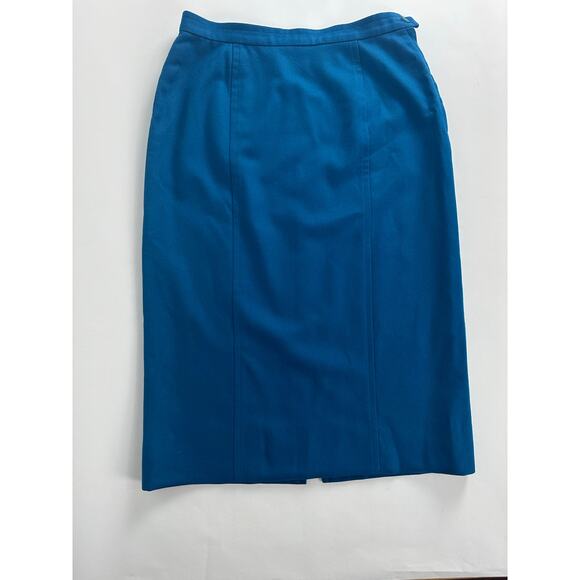 Vintage Pendleton Size 12 100% Wool Midi Length Straight Pencil Skirt Blue - Picture 10 of 10